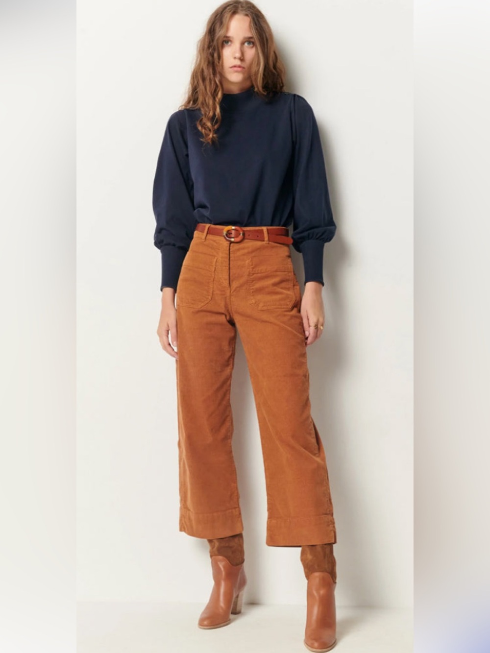 Sessun Hudson Street Dip-Dyed Corduroy Designed in France Woven in Italy Rust 4